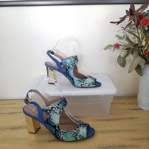 Biondini faux snakeskin block heels